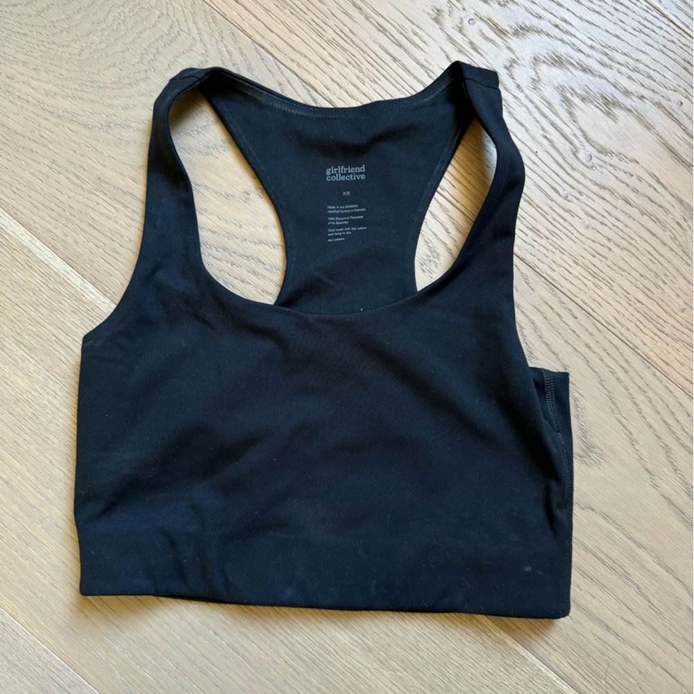 Girlfriend Collective black sports crop, XS